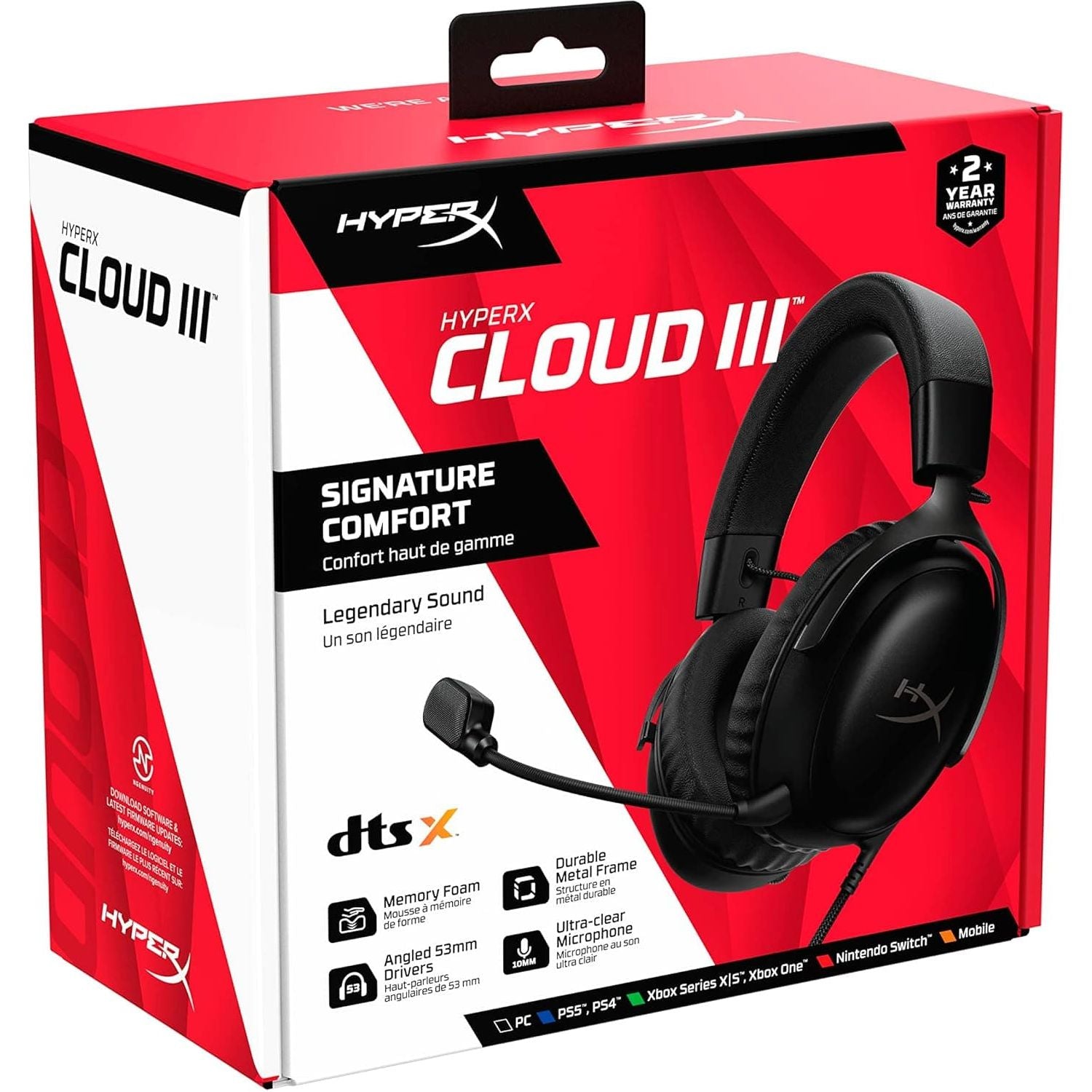 Buy Alann Trading Limited,HyperX 727A8AA Cloud III – Wired Gaming Headset, PC, PS5, Xbox Series X|S, Angled 53mm Drivers, DTS, Memory Foam, Durable Frame, Ultra-Clear 10mm Mic, USB-C, USB-A, 3.5mm, Black - Gadcet UK | UK | London | Scotland | Wales| Ireland | Near Me | Cheap | Pay In 3 | Headphones & Headsets